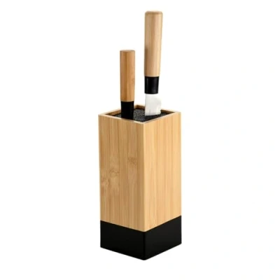 Afbeelding van KESPER messenblok, materiaal: bamboe, kunststof, afmetingen: 10 x cm, H: 23 kleur: bruin, zwart 58030