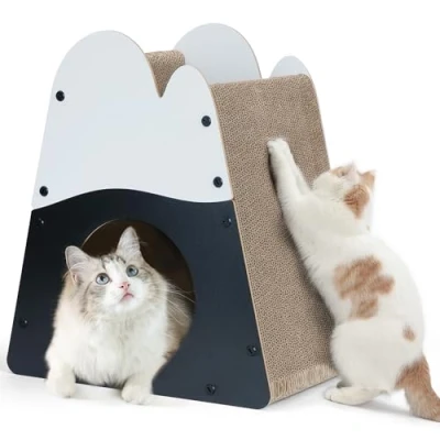 Afbeelding van FUKUMARU Kattenkrabberhuis, 19,5 inch gezellige kartonnen kattenkrabber, verticale bedligstoel, duurzame kattenkrabpad voor binnenkatten, veilig en