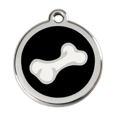 Afbeelding van Comic Bone Black roestvrijstalen hondenpenning large/groot dia. 3,8 cm RedDingo