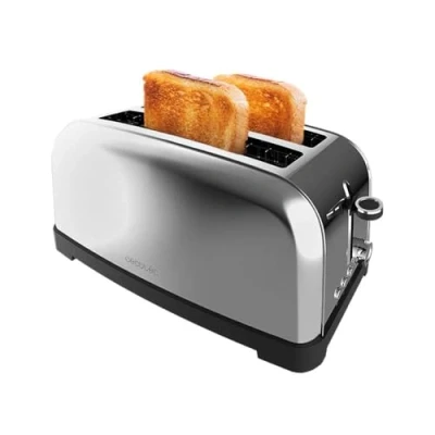 Afbeelding van Cecotec Verticale Broodrooster 2 Lange Gleuven Toastin&#039; time 1500 Inox Lite. W, 4 Sneetjes Brood, Brede Gleuf 3,8 cm, Broodjesrek en Kruimellade, Roestvrij Staal