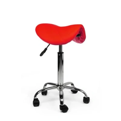 Afbeelding van zadelkruk Kalista Standaard Rood Zithoogte 50/68cm kruk op wielen krukje werkkruk bureaukruk kapperskruk verstelbaar draaikruk tabouret met rugleuning tot 160kg
