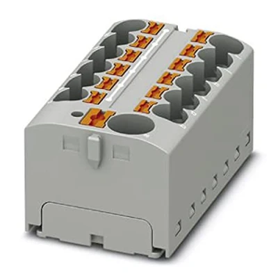 Afbeelding van PHOENIX CONTACT PTFIX 10/12X4 G GY verdelerblok, intern brugd, 450 V, 32 A, aantal aansluitingen 13, doorsnede 0,2 mm² 6 mm², AWG 24 10, breedte 46,3 mm, hoogte 22,7 grijs, 8 stuks