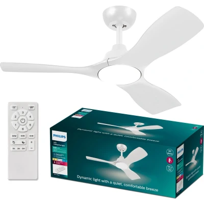 Afbeelding van Philips Olas Ventilator Energiezuinige LED verlichting Plafondlamp Instelbare kleurtemperatuur 24W 107cm diameter Afstandsbediening Wit