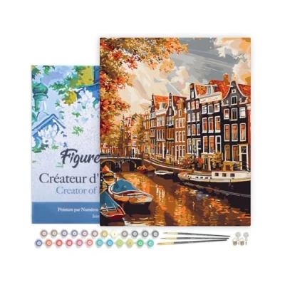 Afbeelding van Figured&#039;Art Schilderen op Nummer Volwassenen met lijst Zonneschijn in Amsterdam Handwerk acrylverf Kit DIY Compleet 40x50cm Canvas al ingelijst