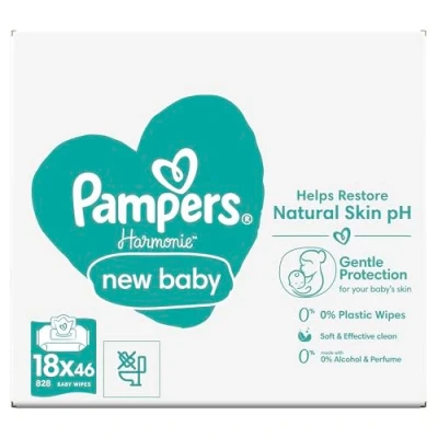 Afbeelding van Pampers Harmonie New Baby vochtige doekjes, 828 doekjes (18 x 46 stuks)
