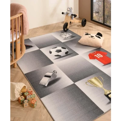 Afbeelding van Kindervloerkleed Joy Voetbal Grijs 100x150 Cm