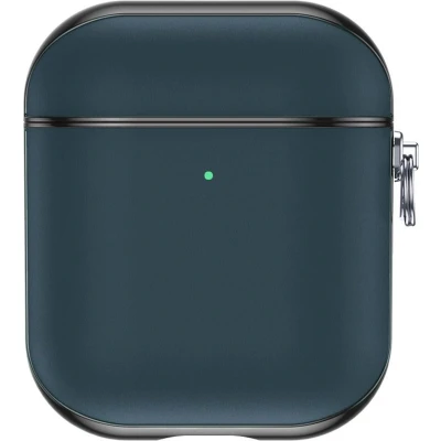 Afbeelding van Valenta AirPods Hoesje Leer Snap Gen 1 2 Blauw