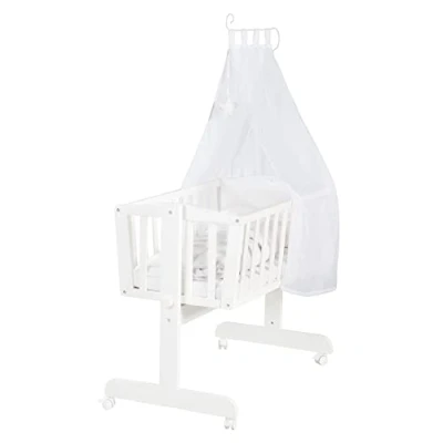 Afbeelding van roba Complete wiegset Fox en Bunny (40x90cm), wit, met vergrendelfunctie, incl. uitrusting