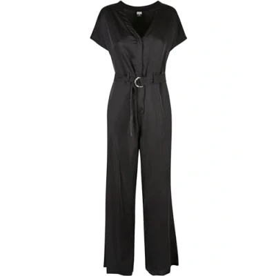 Afbeelding van Urban Classics Satijnen jumpsuit voor dames, brede pijpen, losse pasvorm, verkrijgbaar in zwart, maten XS 5XL, 5XL