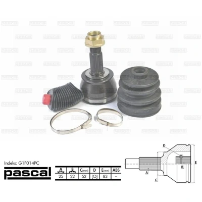 Afbeelding van Homokineet reparatie set, aandrijfas PASCAL G1F014PC