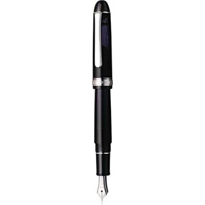 Afbeelding van PLATINUM Japanse vulpen # 3776 Century Rhodium Black Diamond SF/zwart/0,30 036 mm/handgemaakt/veer van 14 karaats goud/met geschenkdoos/vulpen