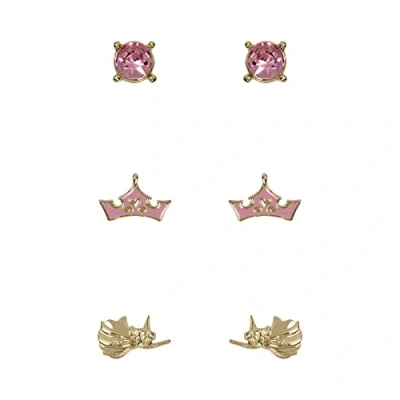 Afbeelding van Disney Prinses Doornroosje Roze &amp; Goud Trio Oorbel Set SH00703YRPL, Eén maat, Zink, Geen edelsteen