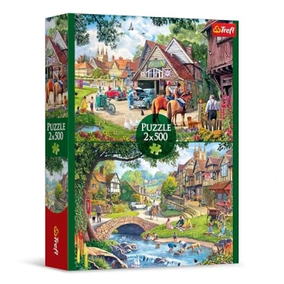 Afbeelding van Trefl 2 in 1 puzzel: Idyllisch Leven x 500 stukjes Set van twee legpuzzels, doe het zelf, creatief vermaak, voor volwassenen en kinderen vanaf 10 jaar