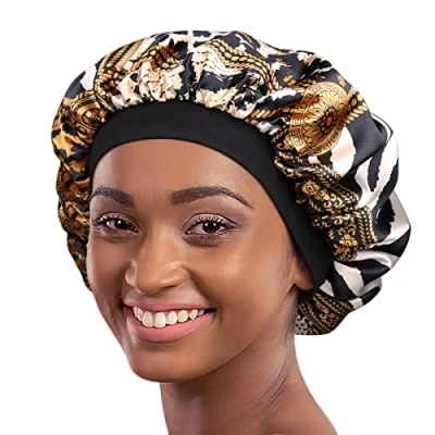 Afbeelding van Satijnen slaapmuts voor meisjes vrouwen bonnet tulband comfortabele hoofdband het wassen van gezicht slouchy beanie