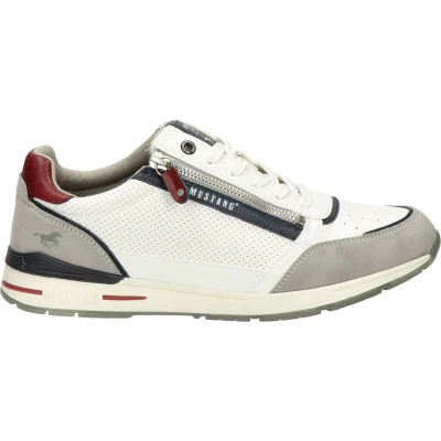 Afbeelding van Mustang Sneakers laag, Heren, Maat: 42, Wit Hoogwaardig imitatieleer