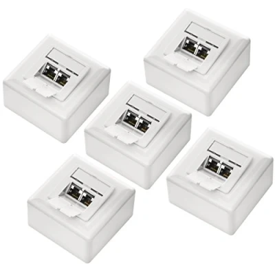 Afbeelding van deleyCON 5x CAT6 Universele Netwerkdoos 2x RJ45 Poort Afgeschermd Opbouw of Inbouw 1 Gigabit Ethernet Netwerk EIA/TIA 568A&amp;B Wit
