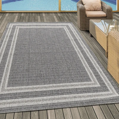 Afbeelding van Jute buitenkleed Aruba Double Edge Grijs 120x170cm Adana Carpets