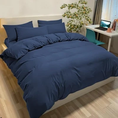 Afbeelding van Poligino Dekbedovertrek 230 x 220 cm met 2 kussenslopen 50 80 cm, blauw, beddengoed voor tweepersoonsbed, microvezel