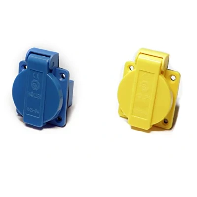 Afbeelding van HOLZER 8 stuks/inbouwstopcontact, Schuko aanbouw, stopcontact, 16 A vochtige ruimtes, PA6 / + flensafdichting (4 x blauw, 4 geel)