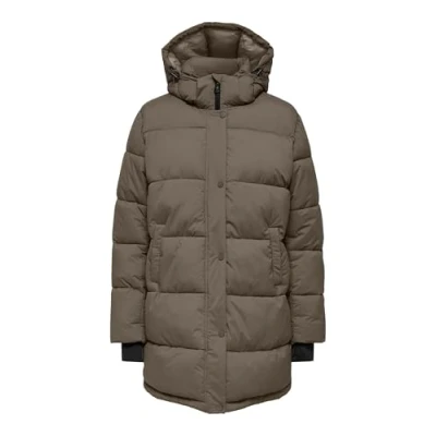 Afbeelding van ONLY ONLANN Premium Puffer Coat MID Long OTW jas, bruin, XL, XL