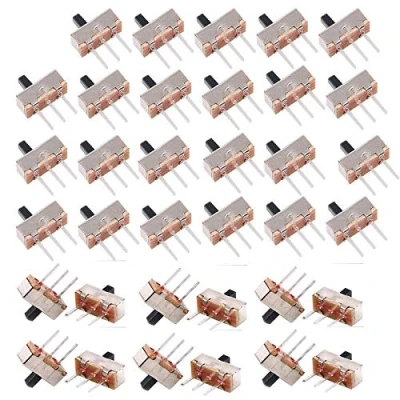 Afbeelding van HUAYAO 180 stuks mini schuifschakelaar verticale folie schakelaar 3 pin 2 positie 1P2T SPDT met PCB paneel voor Arduino 0,5 A, 50 V DC, mm