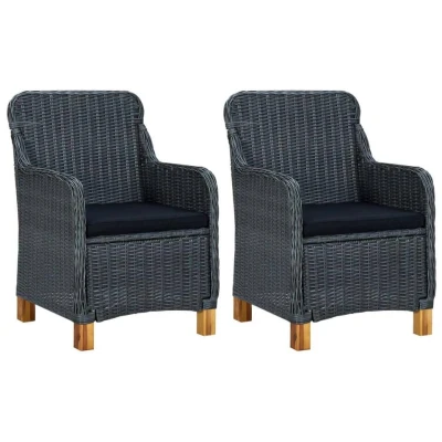 Afbeelding van vidaXL Tuinstoelen 2 st met kussens poly rattan donkergrijs