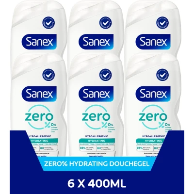 Afbeelding van 6x Sanex Douchegel Zero% Hydraterend 400 ml