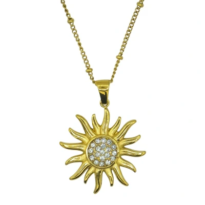 Afbeelding van Stainless Steel Damesketting met Zon Hanger van 3 cm Verstelbaar 40 45 Goudkleurig