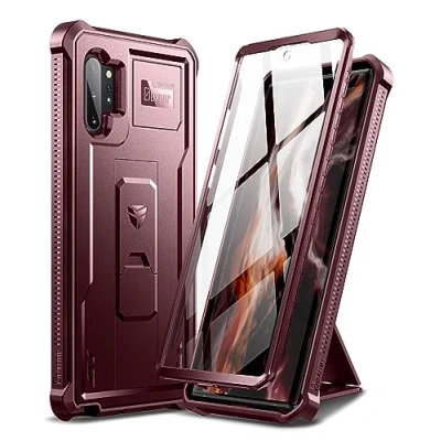 Afbeelding van Dexnor Hoesje voor Samsung Note 10+, ingebouwde schermbeschermer en standaard, robuuste bescherming van militaire kwaliteit, schokbestendig beschermhoesje 10+ legergroen