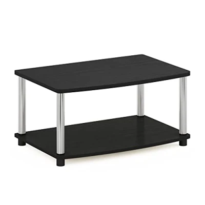 Afbeelding van Furinno No Tools 2 Tier Verhoogde TV Stand, Hout, Americano/Chroom