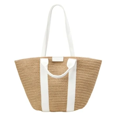 Afbeelding van Marc O&#039;Polo Marte Shopper White Cotton Lichtbruin
