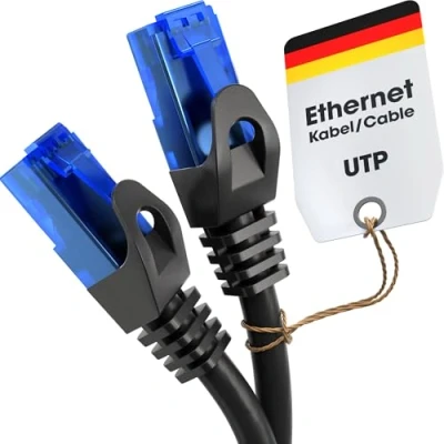 Afbeelding van KabelDirekt Netwerkkabel, Ethernet, LAN &amp; patch kabel 20m (overdracht met maximale glasvezelsnelheid is geschikt voor gigabit netwerken, switches, routers, modems RJ45 ingang, blauw)
