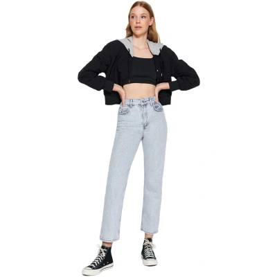 Afbeelding van Trendyol Lichtblauwe Rechte Jeans Met Hoge Taille Twoaw24Je00082