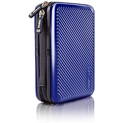 Afbeelding van Duronic HDC3 BE Harde Schijf Hoes Blauw Draagbare Aluminium houder voor Externe &amp; Kabels Lichtgewicht Bescherming Etui Beschermtas SSD HDD Reistas Mobiele Opslag
