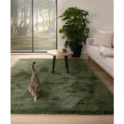 Afbeelding van Zacht Hoogpolig Vloerkleed Comfy Plus Olijfgroen 230x330 Cm