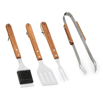 Afbeelding van Relaxdays barbecue gereedschap 4 delig bbq tang vleesvork barbecueborstel spatel