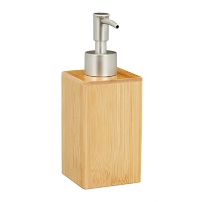 Afbeelding van Relaxdays zeeppompje bamboe zeepdispenser landelijk handzeeppompje 200 ml handmatig
