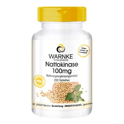 Afbeelding van Nattokinase 100mg 2000 FU hoge dosering veganistisch 250 tabletten Warnke Vitalstoffe Duitse apothekerskwalitei
