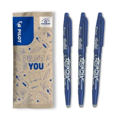 Afbeelding van PILOT FriXion Ball 0.7 Set 3 stuks: Blauw Uitwisbare rollerbalpen 0,4 mm lijndikte Aangename schrijfgeleiding, Thermosensitive inkt, Verwisselbare vulling Medium punt