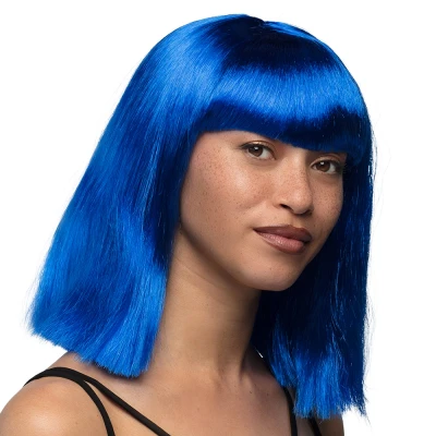 Afbeelding van Boland Pruik Dance Blauw Steil Halflang Vrouwen 80&#039;s &amp; 90&#039;s