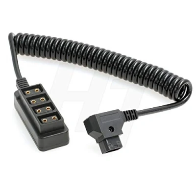 Afbeelding van HangTon D Tap Power Splitter Box 4 poorten, 1x stekker naar 4x bus, P spiraalkabel, adapterkabel van 24 inch voor V Lock Gold Mount accu
