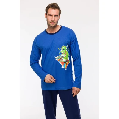 Afbeelding van Woody Jongens Heren Pyjama hoogblauw maat 098/3J