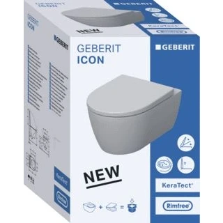 Afbeelding van Geberit iCon Pack wandcloset Rimfree KeraTect + zitting QR&amp;SC wit