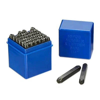 Afbeelding van Relaxdays slagletters 6 mm 36 delige slagcijfers set A Z en 0 9 slagstempels leer