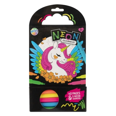 Afbeelding van Creative Craft Group Kleurboek Eenhoorn met 5 Neon Stiften, 40 Vellen