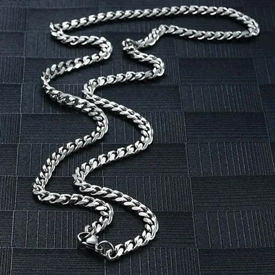 Afbeelding van Cuban Link Heren Ketting Zilver kleurig Staal 5mm Dikke Schakels Kettingen Schakelketting Cadeau voor Man Mannen Cadeautjes