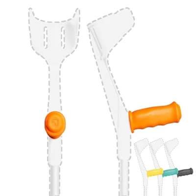 Afbeelding van MySleeve Handvathoezen (2 stuks) met Gelkussen voor Krukken, voorkomt Vallende Krukken Handgrepen Pads, Cover NIET Anatomische 21x6,5x9 cm, oranje (excl. kruk)