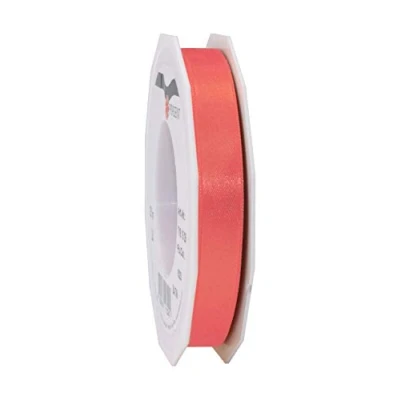 Afbeelding van PRÄSENT C.E. Pattberg Satin Living Coral, 25 m satijnen lint voor het inpakken van geschenken, 15 mm breed, cadeaulint decoreren en knutselen, decoratielint, gelegenheid