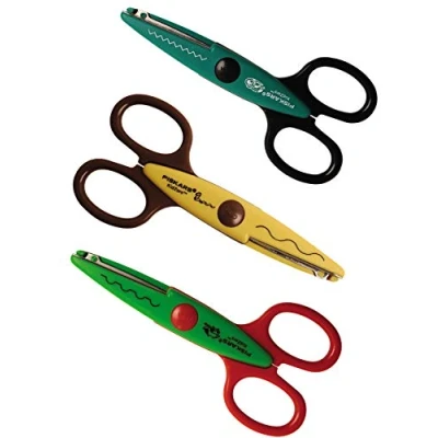 Afbeelding van Fiskars Knutselset, set van 3 scharen met moerasdiertjes, lengte: 13 cm, vanaf 4 jaar, roestvrij staal/kunststof, groen/turquoise/geel, Kidzors, 1003845