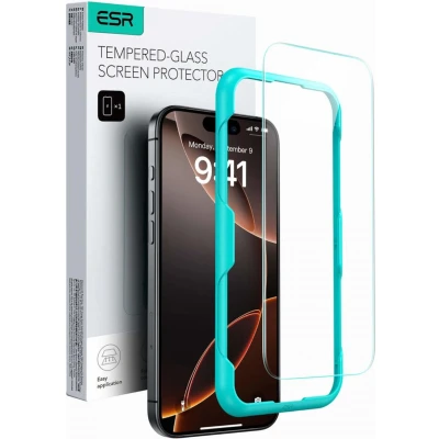 Afbeelding van ESR Screen Protector Geschikt voor Apple iPhone 16 Pro Tempered Glass met Montageframe Krasbestendig Gemakkelijke Installatie (1 Pack)